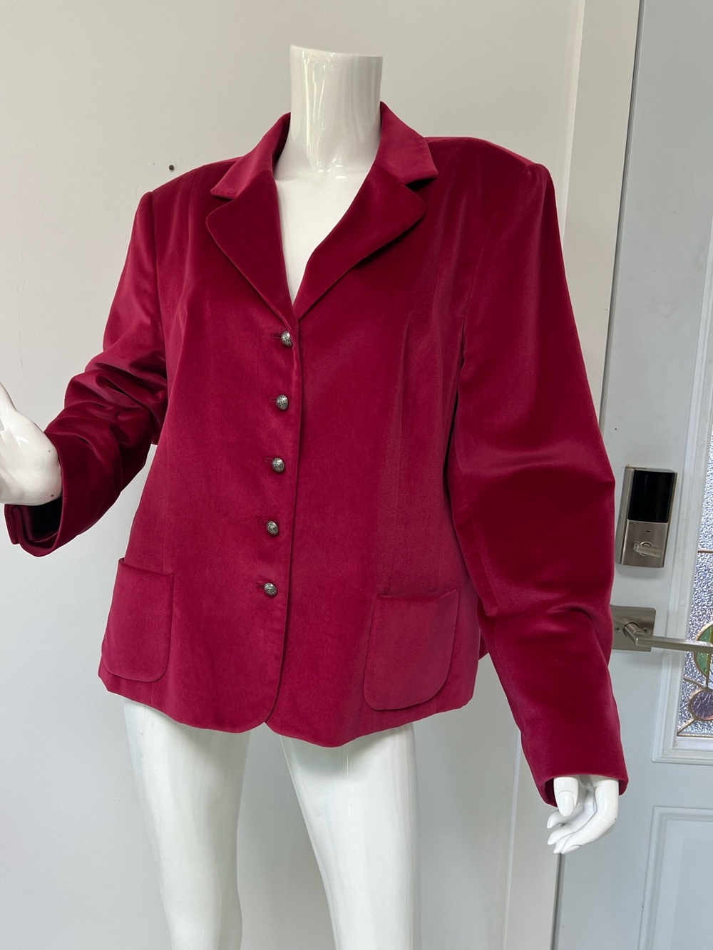 Talbots Cotton Silk Blazer Jacket velour Academic Made in Korea size 18